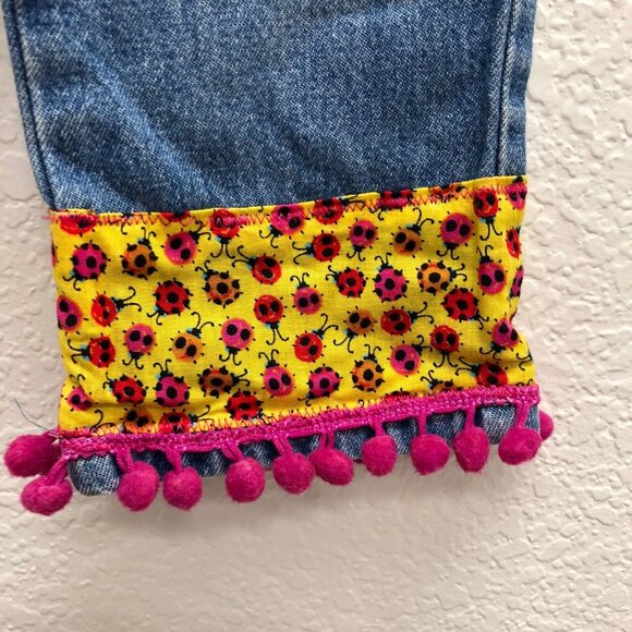 Girls Arizona Jean Co Pants Elastic waist 12M Ladybug Pom Poms Jeans Ruffles - Picture 2 of 6